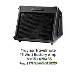 Long & McQuade Traynor Travelmate 15 Watt Battery Amp offer