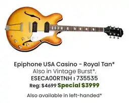 Long & McQuade Epiphone USA Casino Semi-Hollow Electric - Royal Tan offer
