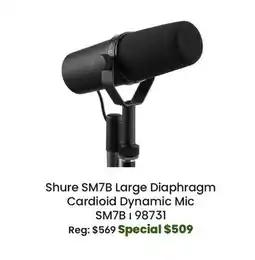 Long & McQuade Shure SM7B Large Diaphragm Cardioid Dynamic Mic offer