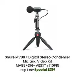 Long & McQuade Shure MV88+ Digital Stereo Condenser Microphone and Video Kit offer