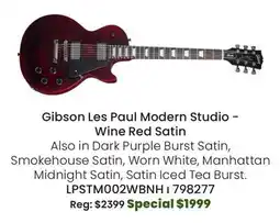 Long & McQuade Gibson Les Paul Modern Studio Electric Guitar - Wine Red Satin offer