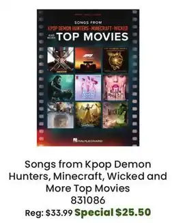 Long & McQuade Songs from Kpop Demon Hunters, Minecraft, Wicked and More Top Movies - Piano/Vocal/Guitar - Book offer