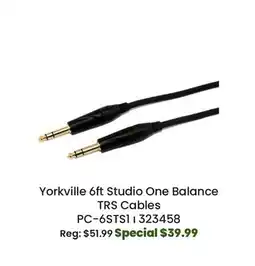 Long & McQuade Yorkville Sound Studio One Balanced TRS Cables - 6 foot offer