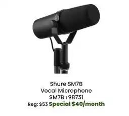 Long & McQuade Shure SM7B Large Diaphragm Cardioid Dynamic Microphone offer