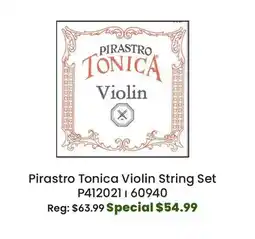 Long & McQuade Pirastro Tonica Violin String Set offer