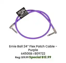 Long & McQuade Ernie Ball 24 Flex Patch Cable - Purple offer