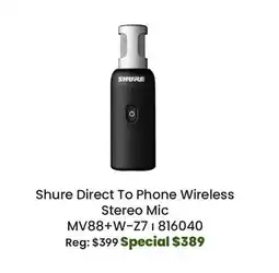 Long & McQuade Shure MoveMic 88+ Direct To Phone Wireless Stereo Microphone offer