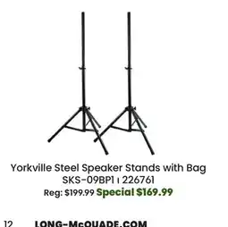 Long & McQuade Yorkville Steel Speaker Stands with Bag offer