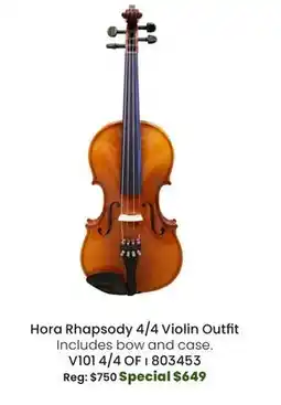 Long & McQuade Hora Instruments Rhapsody Violin Outfit - 4/4 offer