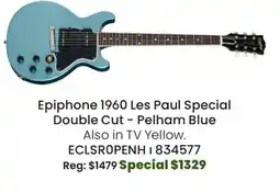 Long & McQuade Epiphone 1960 Les Paul Special Double Cut Reissue Electric Guitar with Hardshell Case - Pelham Blue offer