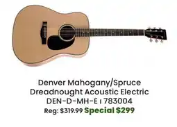 Long & McQuade Denver Mahogany/Spruce Dreadnought Electric Acoustic Guitar offer