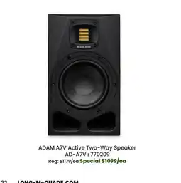 Long & McQuade ADAM Audio A7V Active Two-Way Speaker - Black (Single) offer