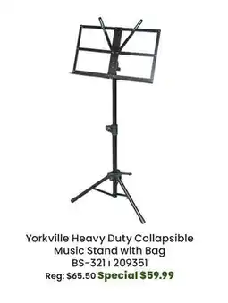 Long & McQuade Yorkville Sound Heavy Duty Collapsible Music Stand with Bag offer
