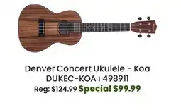 Long & McQuade Denver Concert Ukulele - Koa offer