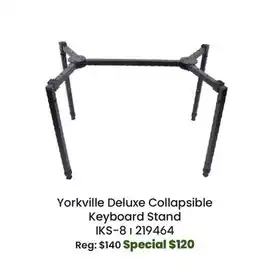 Long & McQuade Yorkville Sound Deluxe 4-Leg Collapsible Keyboard Stand offer