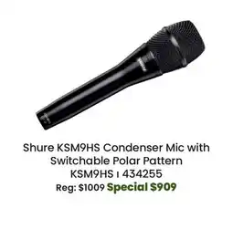 Long & McQuade Shure KSM9HS Condenser Microphone with Switchable Polar Pattern offer
