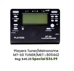 Long & McQuade Players Music MT-60 Tuner-Metronome offer