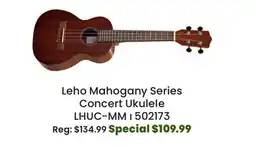Long & McQuade Leho Mahogany Series Arch Back Concert Ukulele offer