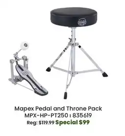 Long & McQuade Mapex P250 Pedal and T400 Throne Pack offer