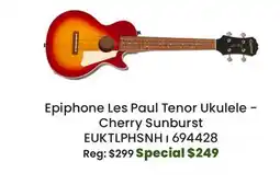Long & McQuade Epiphone Les Paul Acoustic/Electric Tenor Ukulele - Cherry Sunburst offer