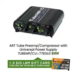 Long & McQuade ART Pro Audio Tube Preamp/Compressor with Universal Power Supply offer