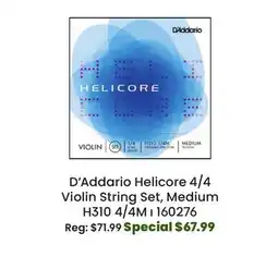 Long & McQuade D'Addario Helicore 4/4 Violin String Set, Medium H310 offer