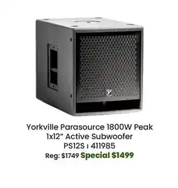 Long & McQuade Yorkville Sound Parasource 1800 Watt Peak 1x12 Active Subwoofer offer