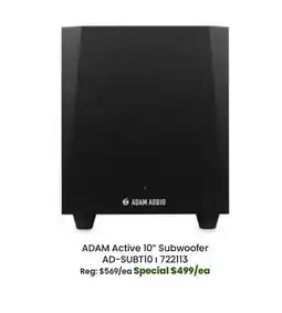 Long & McQuade ADAM Audio Sub T10 Active Subwoofer (Single) - Black offer