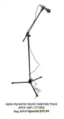 Long & McQuade Apex Economy Dynamic Hand Held Microphone Package with Cable, Stand and Clip offer