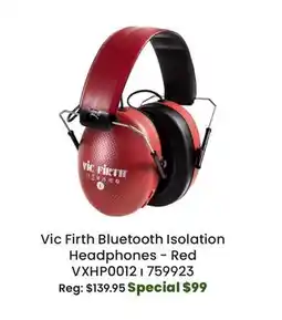 Long & McQuade Vic Firth Bluetooth Isolation Headphones - Red offer