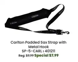 Long & McQuade Carlton Padded Sax Strap w/Metal Hook offer