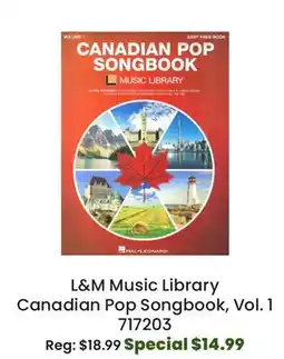 Long & McQuade Hal Leonard Canadian Pop Songbook, Volume 1 - Kohl - Easy Fake Book offer