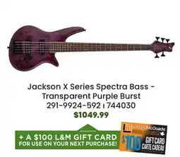 Long & McQuade Jackson Guitars X Series Spectra Bass SBXP V, Laurel Fingerboard - Transparent Purple Burst offer