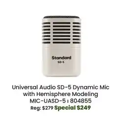Long & McQuade Universal Audio SD-5 Dynamic Microphone with Hemisphere Modeling offer