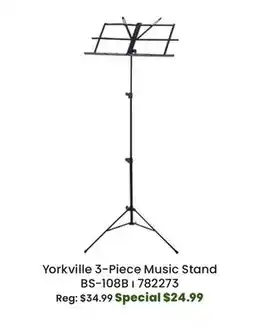 Long & McQuade Yorkville Sound BS-108B 3-Piece Music Stand - Black offer