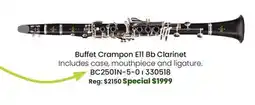Long & McQuade Buffet Crampon E11 Bb Clarinet offer