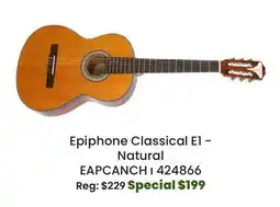 Long & McQuade Epiphone Classical E1 Nylon String Acoustic - Natural offer