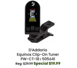 Long & McQuade D'Addario Equinox Clip-On Tuner offer