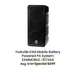 Long & McQuade Yorkville Sound Excursion Mini Battery Powered PA offer