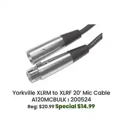 Long & McQuade Yorkville Sound A120MC XLRM to XLRF Microphone Cable - 20' offer