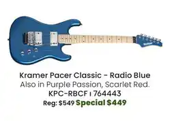 Long & McQuade Kramer Pacer Classic - Radio Blue offer