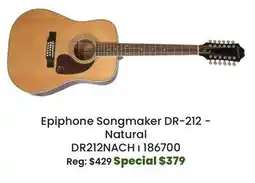 Long & McQuade Epiphone Songmaker DR-212 12-String Guitar - Natural offer