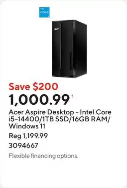 Staples Acer Aspire Desktop - Intel Core i5-14400/1TB SSD/16GB RAM/Windows 11 offer
