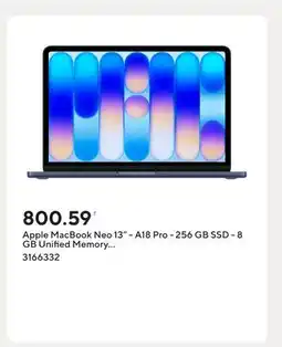 Staples Apple MacBook Neo 13 - A18 Pro - 256 GB SSD - 8 GB Unified Memory - Indigo - French offer