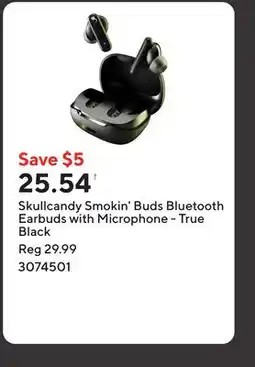 Staples Skullcandy Smokin' Buds Bluetooth Earbuds with Microphone - True Black offer