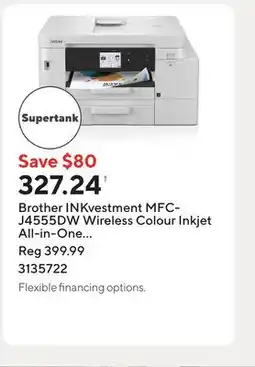 Staples Brother INKvestment MFC-J4555DW Wireless Colour Inkjet All-in-One Printer offer