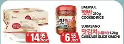 PAT Mart BAEKSUL COOKED RICE 210g, SURASANG CABBAGE SLICE KIMCHI 1.2kg offer