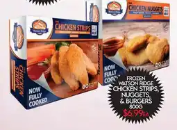 Fiesta Farms FROZEN WATSON RIDGE CHICKEN STRIPS, NUGGETS, & BURGERS offer