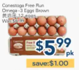 Oceans Fresh Food Market Conestoga Free Run Omega-3 Eggs Brown offer