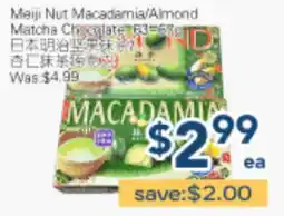 Oceans Fresh Food Market Meiji Nut Macadamia/Almond Matcha Chocolate offer